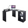 EUCO Computer Desk,Black Gaming Desk L-Shape Wood Corner Desk Large PC Gaming Desk Study Table for Home/Office,135x110cm